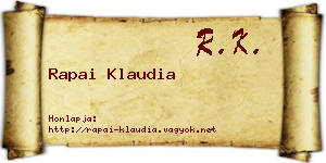 Rapai Klaudia névjegykártya